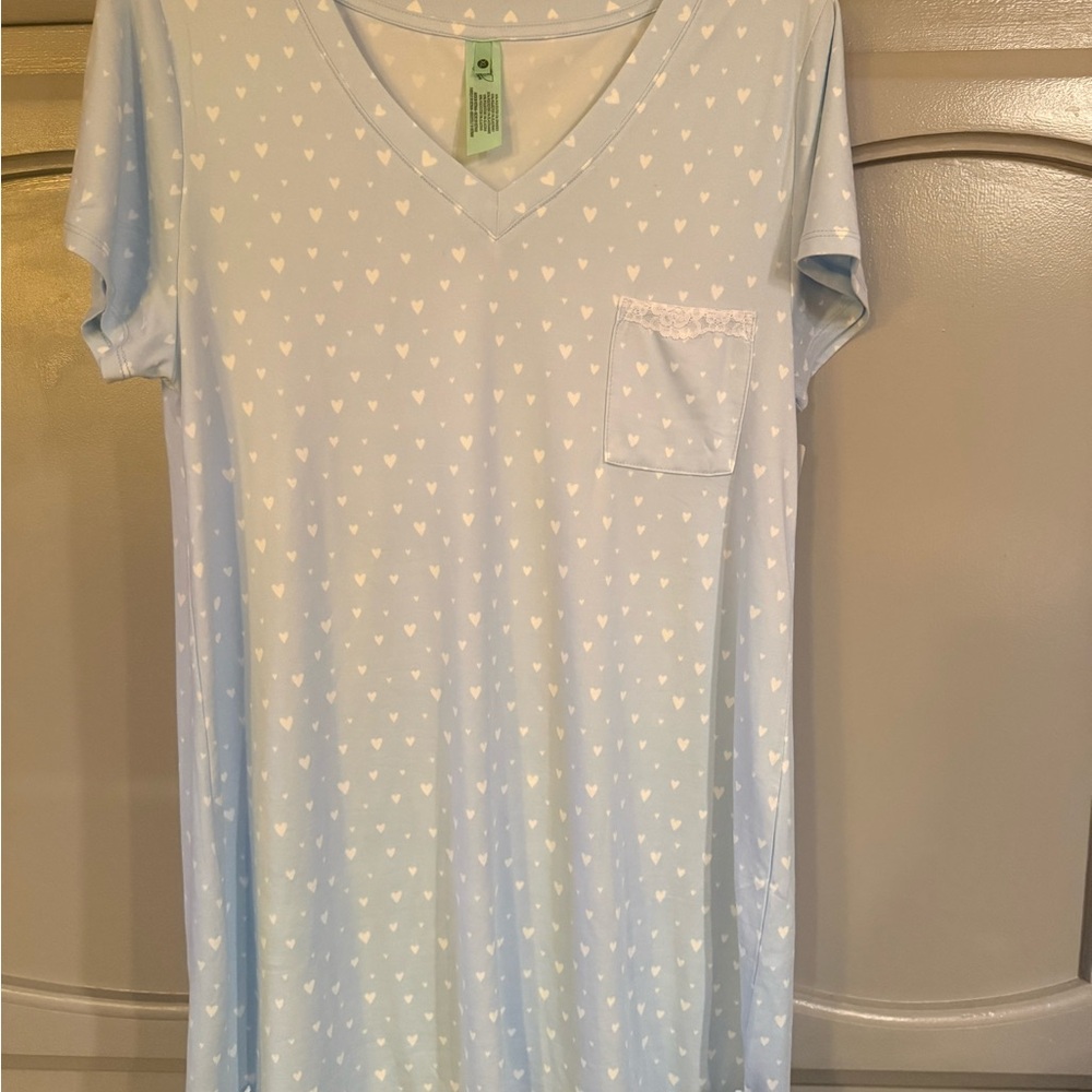 Honeydew Intimates Light Blue Heart-Print V-Neck nightgown
